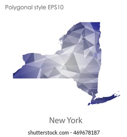 New York state map in geometric polygonal style.Abstract gems triangle,modern design background. Vector illustration EPS10