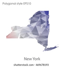New York state map in geometric polygonal style.Abstract gems triangle,modern design background. Vector illustration EPS10