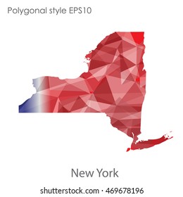 New York state map in geometric polygonal style.Abstract gems triangle,modern design background. Vector illustration EPS10