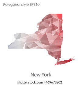 New York state map in geometric polygonal style.Abstract gems triangle,modern design background. Vector illustration EPS10