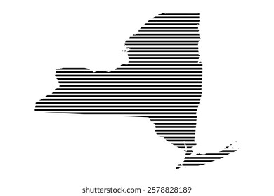 New York state map with lined pattern vector illustration