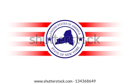 New York state map and name stamp.