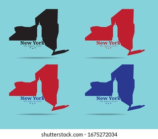 Mapa del estado de Nueva York con apodo Concepto de diseño del logo de Empire State, Vector EPS