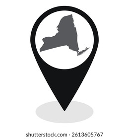 New York state map. Map of New York state on map pinpoint in black color