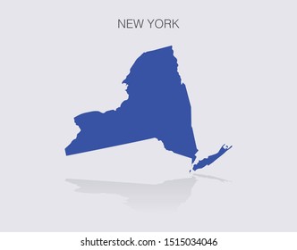 New York State Map Outline for infographics or news media for politics and elections in the United States of America. Democrat blue isolated vector illustration.