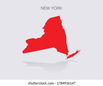 New York State Map Outline isolated for infographics and news media. Republican red for political elections in the United States of America.