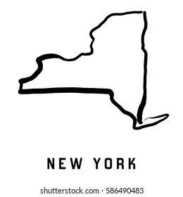 New York State Map Outline - Smooth Simplified US State Shape Map Vector.