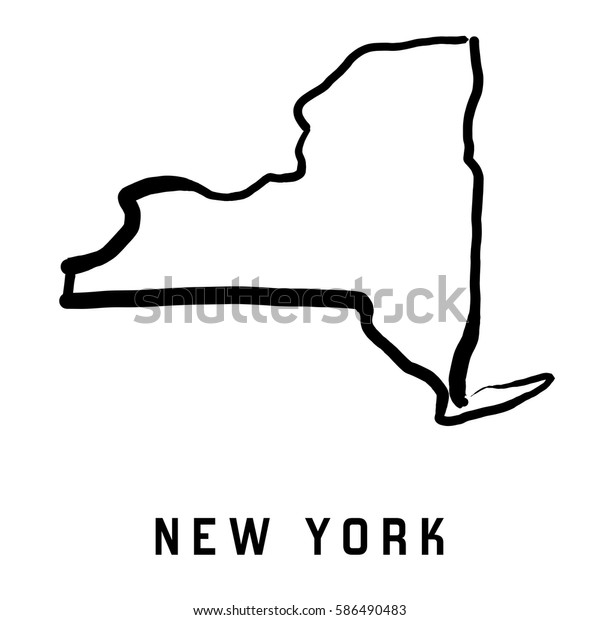 New York State Map Outline Smooth Stock Vector Royalty Free