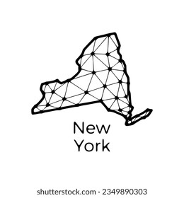 New York state map polygonal illustration made of lines and dots, isolated on white background. US state low poly design