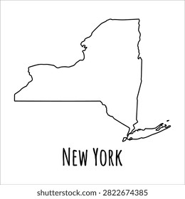 New York state map showing its geographic borders on a white background