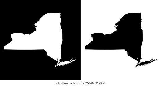 New York State map silhouette. Black and white concept. vector illustration.
