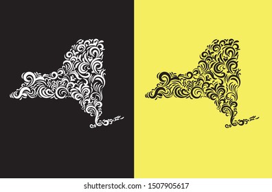 New York State map swirls element  design concept, vector eps