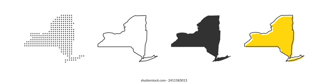 New York state map of USA country. Geography border of American town. Vector illustration.