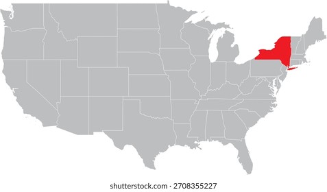 New York State auf der Karte von USA Editable Vector