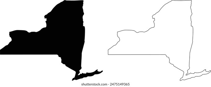 New York State outline contour silhouette map