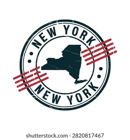 New York State Silhouette Stamp Distressed Vector Illustration