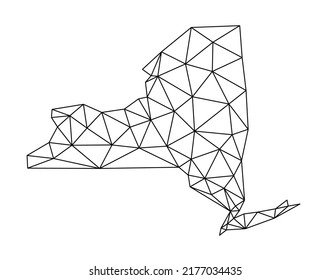 New York state simple polygon map. Low poly trendy style vector map of New York state.