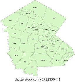 New York State Sullivan County vector Census Tract polygon based on Tiger 2020 Census Data