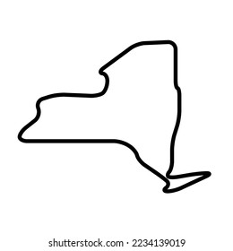 New York state of United States of America, USA. Simplified thick black outline map with rounded corners. Simple flat vector illustration