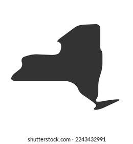 New York state of United States of America, USA. Simplified thick black silhouette map with rounded corners. Simple flat vector illustration