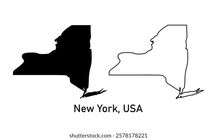 New York State, USA map in outline style, black color