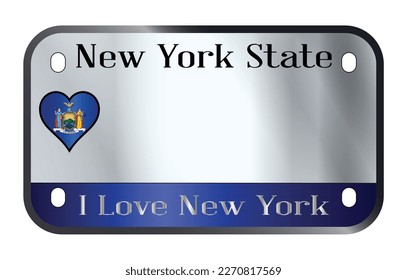 New York State USA motorcycle licence license plate over a white background