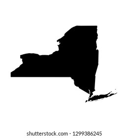 New York, state of USA - solid black silhouette map of country area. Simple flat vector illustration.