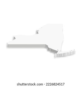 New York, state of USA - white vector 3D map of country area.