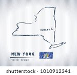 New York state vector chalk drawing map isolated on a white background
