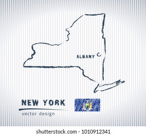 New York state vector chalk drawing map isolated on a white background