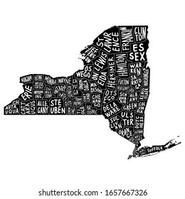 New York state vector map. Words with the name of counties.