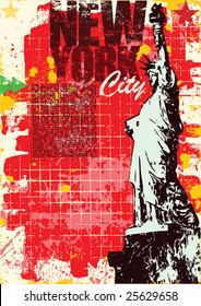 New York Statue of Liberty in a Grunge Style Layout