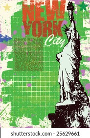 New York Statue of Liberty in a Grunge Style Layout