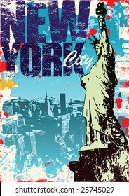 New York Statue of Liberty in a Grunge Style Layout