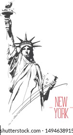 New York Statue of Liberty Hand-Drawn.