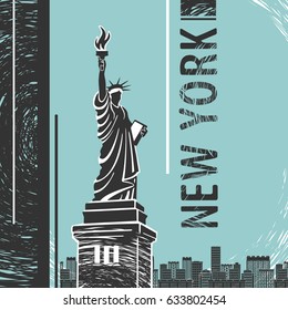 New York Statue of Liberty Poster Vector Illustration