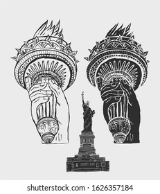 New York Statue of Liberty and Torch vector art