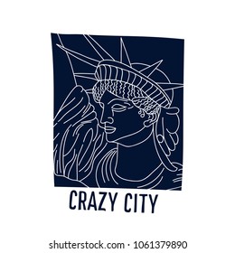 New York Statue of Liberty vector illustration sketch hand drawn.