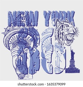 new york statue of liberty vector art