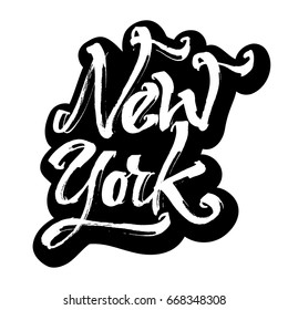 New York. Sticker. Modern Calligraphy Hand Lettering For Silk Screen Printing