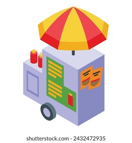 New York street food cart icon isometric vector. Travel usa. America subway