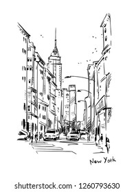New York street, vector sketch