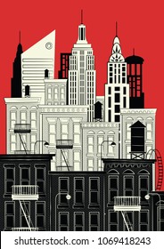 New york in style sketch. Vector illustration.