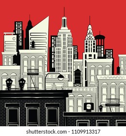 New york in style sketch. Vector illustration.