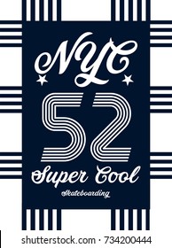 new york super cool skateboarding,t-shirt print poster vector illustration