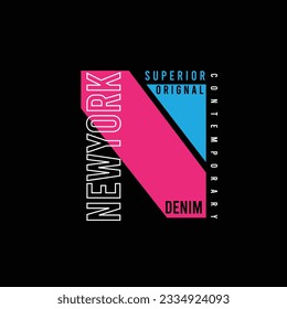 New York Superior Denim Original Typography urban text t shirt design