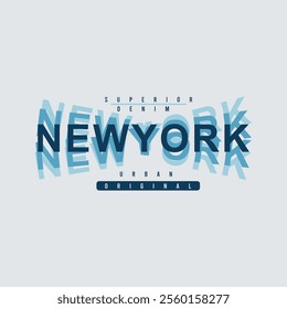 New York Superior Denim Urban Original Typography distort text graphic banner print