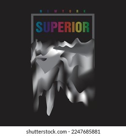 New York Superior Typography Rainbow gradient  Tonel Distortion Melt Graphic design poster t shirt Print Vector