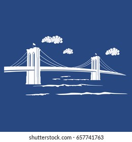 New York symbol - Brooklyn Bridge - vector illustration