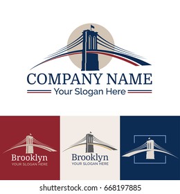 New York Symbol - Brooklyn Bridge - Vector Illustration